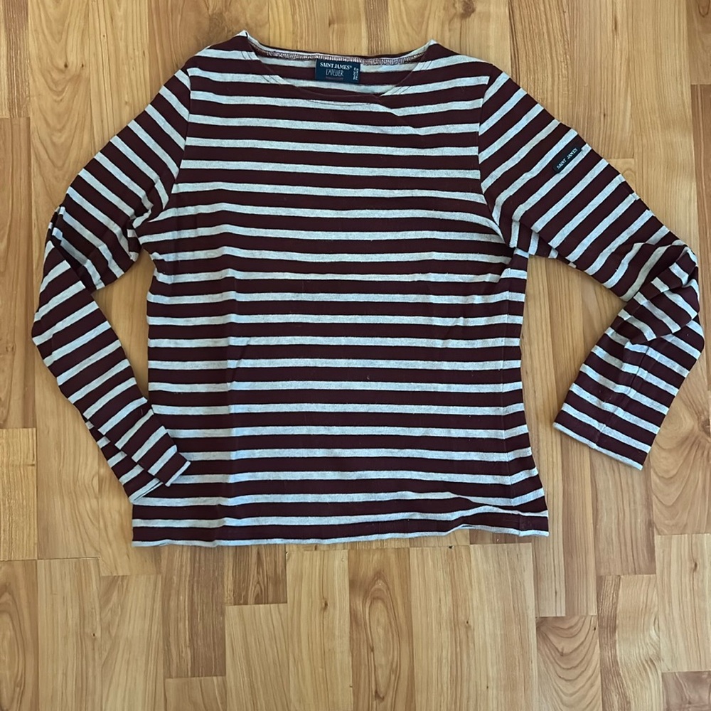 Saint James x J Crew mariniere, burgundy, 36/xs